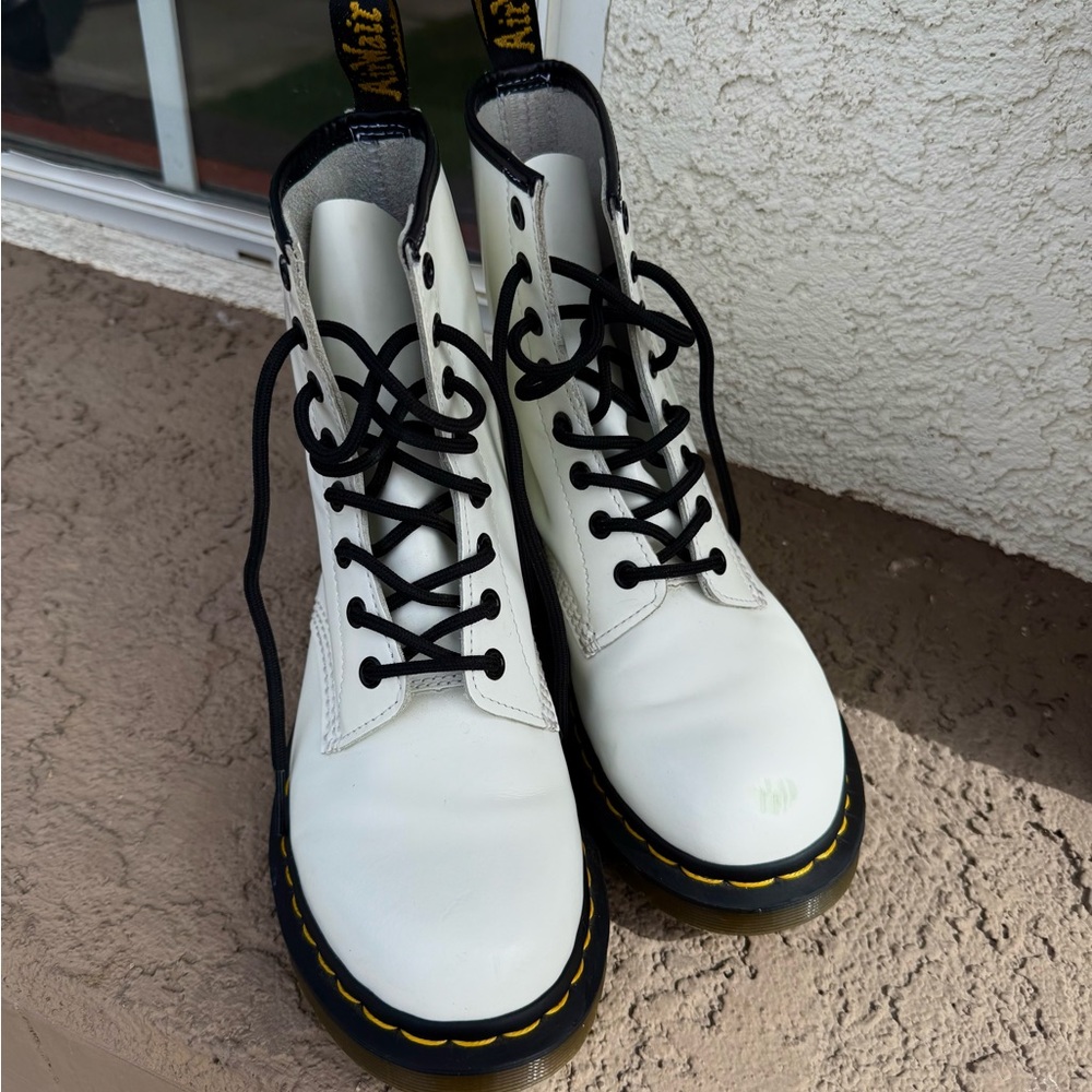 Dr. Martens White Leather Boots